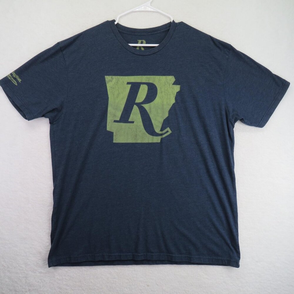 Remington Shirt Mens 2XL Navy Blue Arkansas R Logo Graphic Short Sleeve Hunting